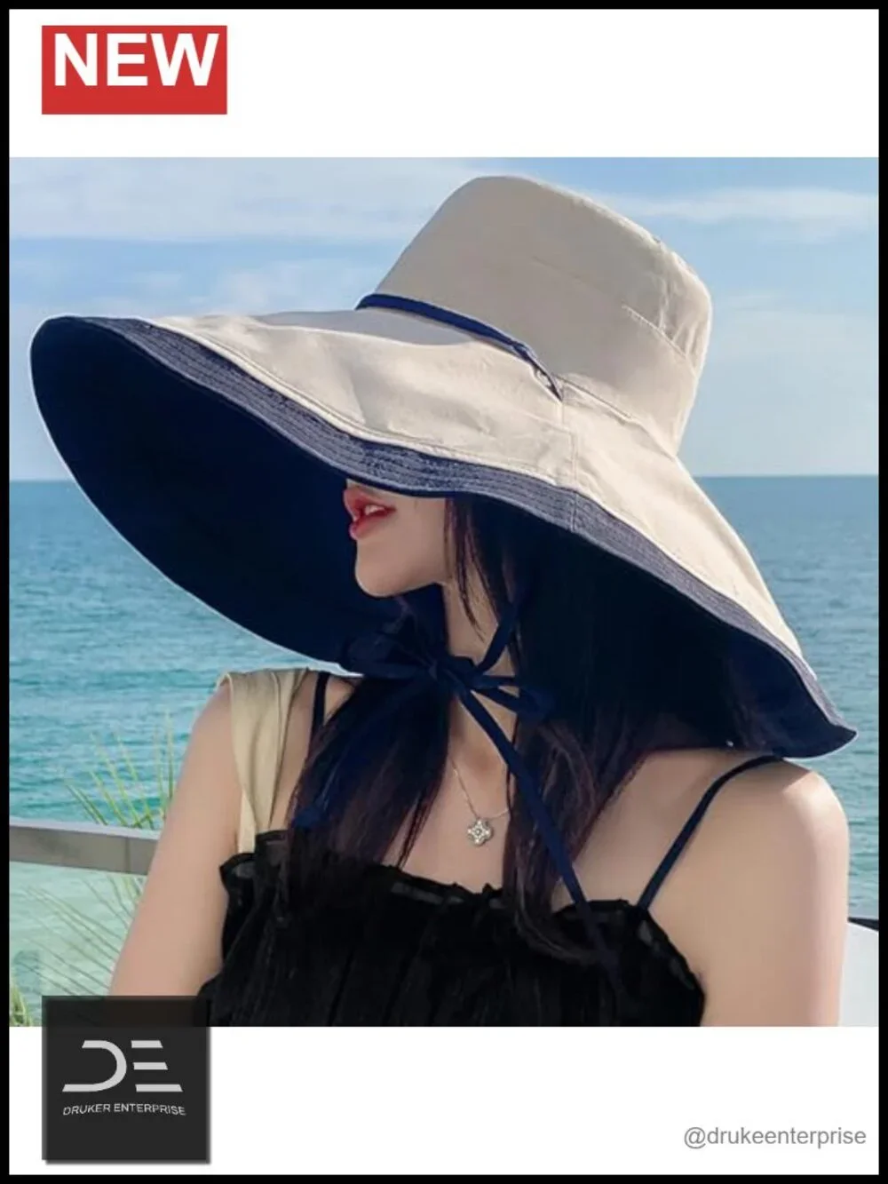 Women Wide Brim Sun Hat UV Protection Reversible Adjustable